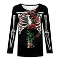 thumbnail image 4 of Gunia Halloween Womens Tshirts Pumpkin Graphic Print Long Sleeve Crew Neck Casual Thanksgiving Tops Tee Shirts Black M-3Xl, 4 of 5