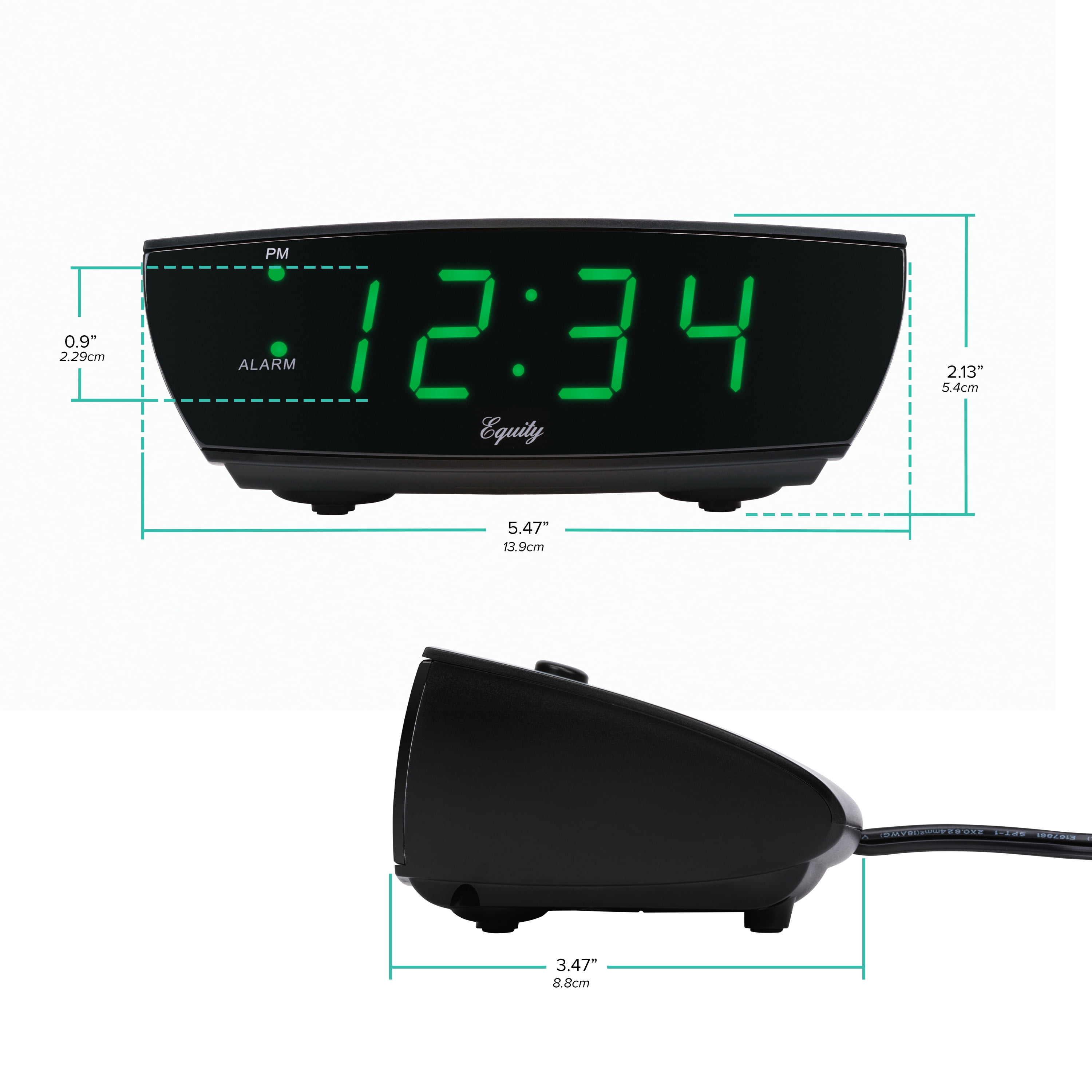 Equity Digital 0.9" Green LED Deep Sleep Alarm Clock, 75902