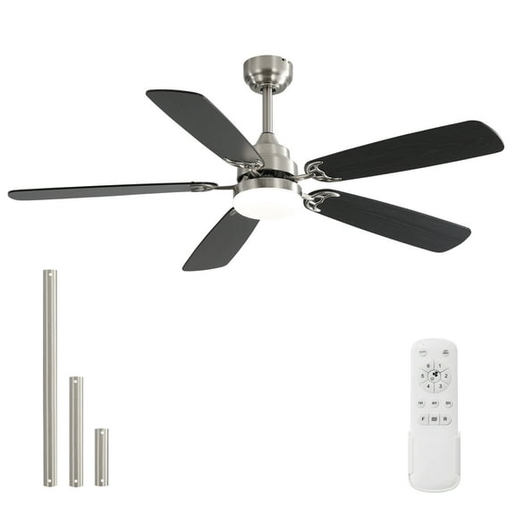 Sofucor 52" Ceiling Fan with Dual Blade Finish, Modern, LED Light, Downrod Mount, Indoor