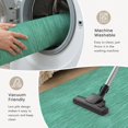 thumbnail image 4 of Washable Round Rugs 7ft Teal Solid Color Circle Rug Non-Slip Soft Non-Shedding Low-Profile Minimalist Vintage Linen Texture Modern Large Area Rug Carpet for Living Room Bedroom Dining Room Home Decor, 4 of 6