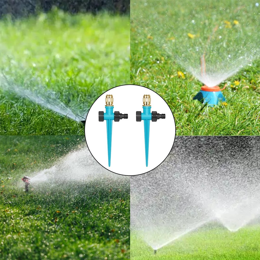 Arkzeo Metal Lawn Sprinkler Set 360° Automatic Garden Irrigation System 1/2 Head Adjustable Nozzle for Yard Patio Watering 2 Pack