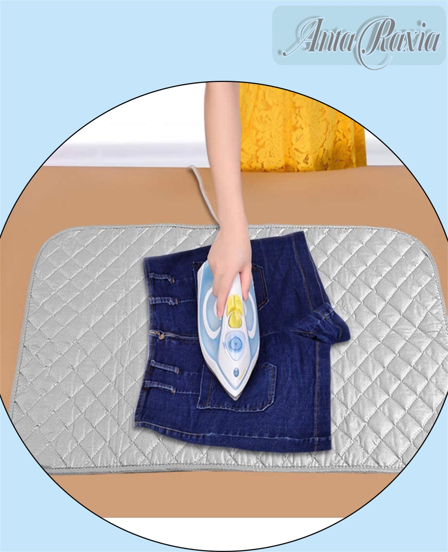 Portable Foldable Ironing Pad Mat 20x25 Inches Grey Heat Resistant