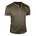 thumbnail image 4 of Resicozy Mens Henley Shirts Casual Lightweight Summer T-Shirt Fashion Short Sleeve Shirt Big and Tall Solid Color Tops Army Green L, 4 of 5