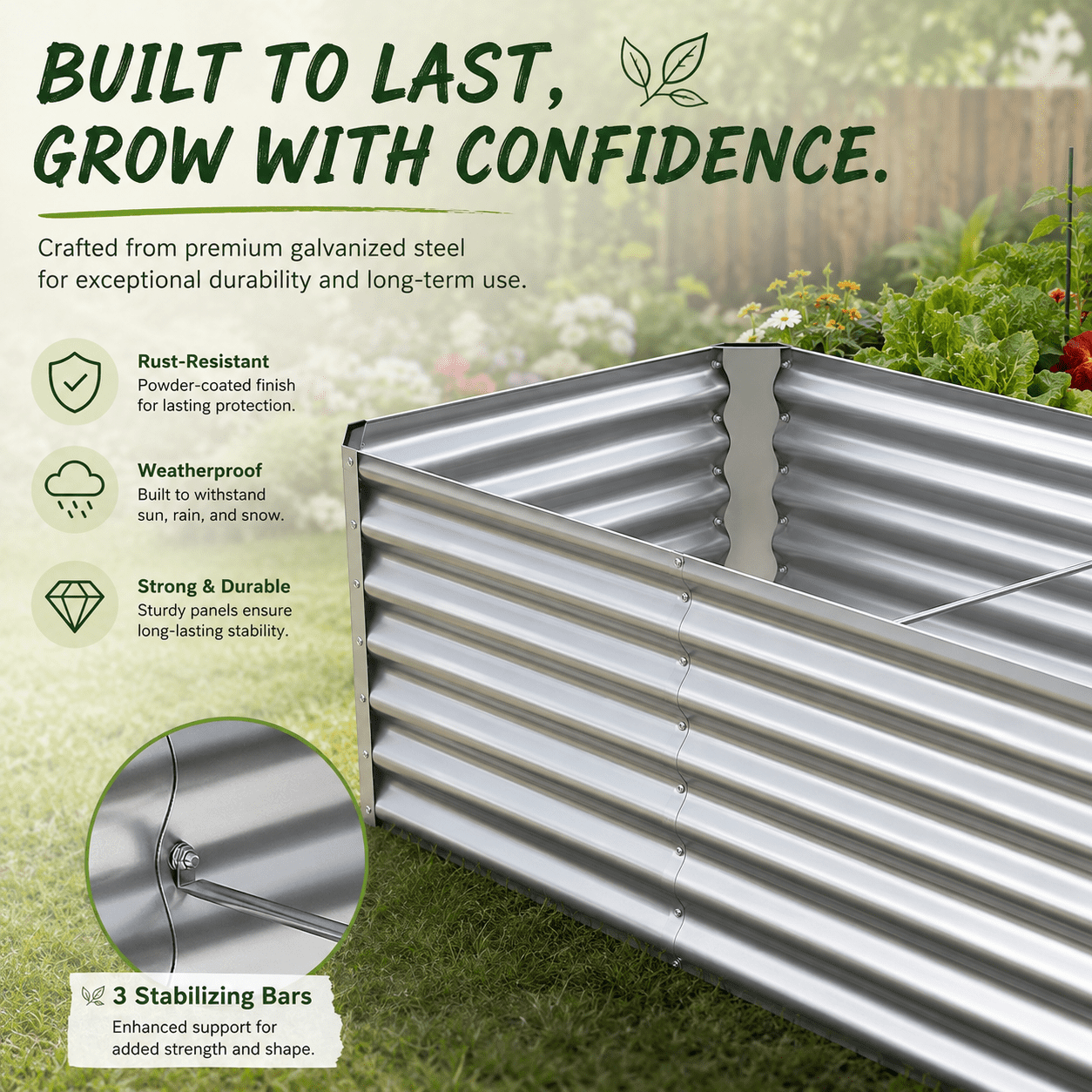 Galvanized Raised Garden Beds Outdoor 1 Pack 8×2×2ft UNTIMATY Metal Raised Garden Bed for Gardening Gifts, Galvanized Steel Planter Box for Vegetables, Silver