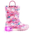 thumbnail image 1 of Toddler Girls Rain Boots Little Kids Baby Light Up Rubber Printed Waterproof Mud Insulated Shoes Pink Unicorn Stars Lightweight Adorable with Easy-on Handles Non Slip Size 10, 1 of 5