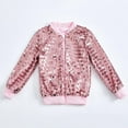thumbnail image 2 of SELONE Kids Sparkly Sequin Jacket Zipper Solid Long Sleeve Fall Winter Outwear Pink L, 2 of 4