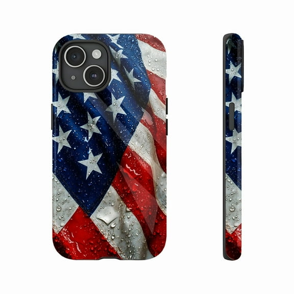 Case Patriotic American Flag Design with Water-Drop Texture for Patriots & Celebrations - Compatible with iPhone 11/12/13/14/15/16 (Pro Max/Plus)