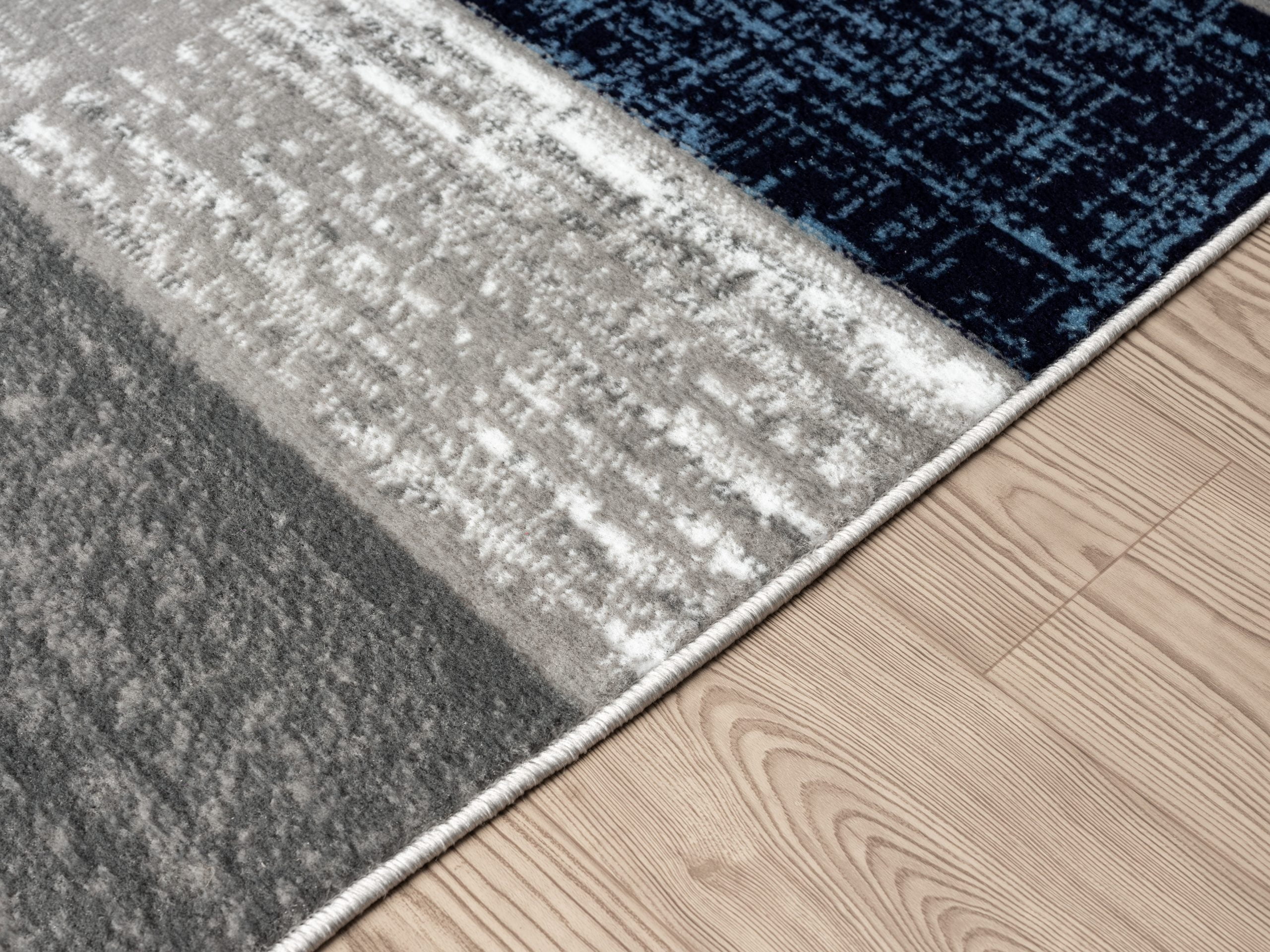 L'Baiet Verena Geometric Area Rug Blue Grey 2' x 3' Small Throw Rugs Carpet for Living Room, Bedroom, Dining Table, Office, Hallway, Foyer | Neutral Colorful Modern Abstract Home Decor