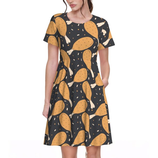 Balery Chicken Legs Vestidos sueltos de manga corta para mujer, vestidos de verano 2025, vestidos casuales de corte A con vuelo.