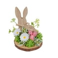 thumbnail image 2 of Dianli Wooden Easter Ornaments Rabbit and Egg Decorative Set Rustic Floral Spring Tabletop Home Bucolic Desktop Cute Wood Figurines Easter Decor, 2 of 6