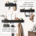 thumbnail image 4 of Coat Rack Wall Mount with Shelf 4 Hidden Hooks Modern Wooden Key Holder Entryway Organizer for Hallway Bedroom Bathroom Home Decor Storage for Hanging Coats Hats Bags Towels, 4 of 7