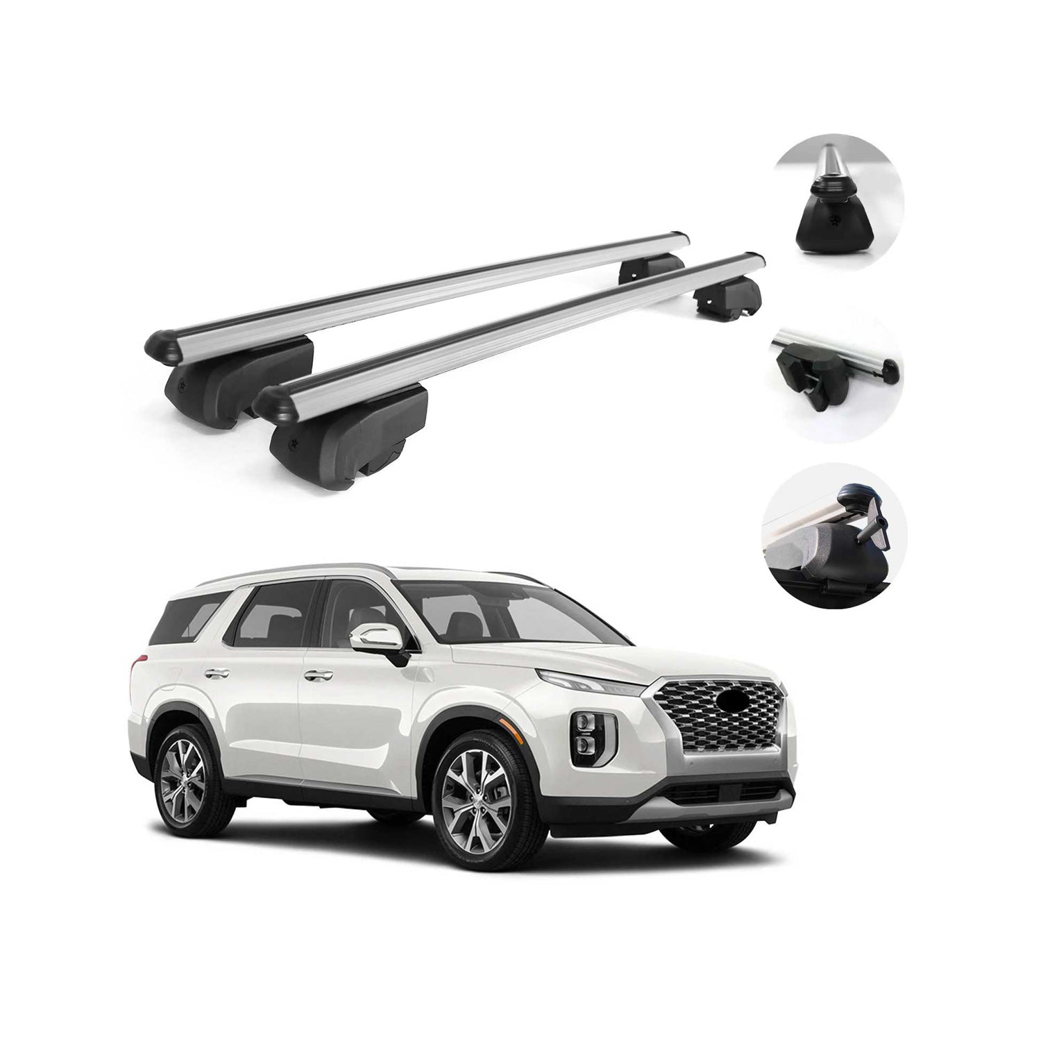 Silver Roof Rail Rack Cross Bars Luggage Carrier For Hyundai Palisade