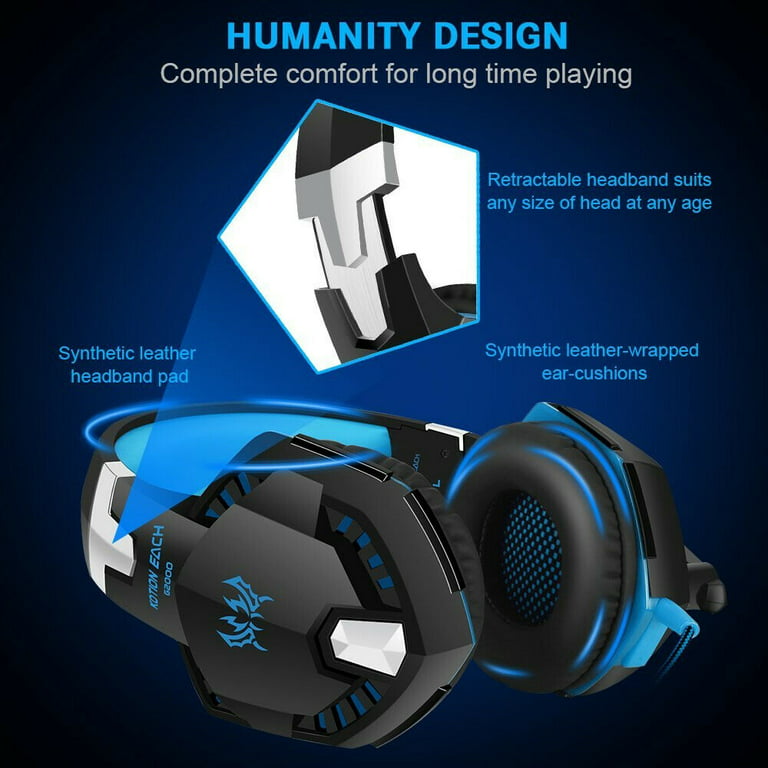 VersionTECH. G2000 Gaming Headset, Bass Surround Gaming Headphones with  Noise Cancelling Mic, LED Lights, Soft Memory Earmuffs for PS5/ PS4/ Xbox  One