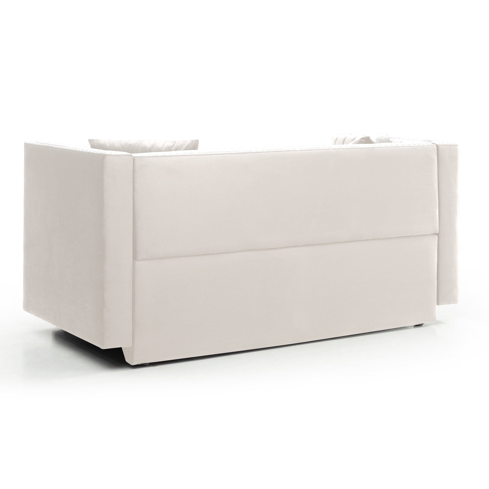 Modern Velvet Upholstered Sofa, 2 Seater Tufted Couch Loveseat with 2 Pillows and Nailhead Trims for Living Room Apartment Office