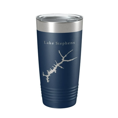 

Lake Stephens Map Tumbler Travel Mug Insulated Laser Engraved Coffee Cup West Virginia 20 oz Navy Blue