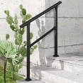 thumbnail image 5 of 36" H x 40.4" W Black Wrought Iron Stair Railing Kit Handrails for Outdoor Steps Fit 2 or 3 Steps (2 Pack), 5 of 9