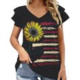 thumbnail image 2 of Camiseta de mujer Camisetas con cuello en V Volantes Camiseta de manga corta con estampado Tops Blusa Regalo para mujer Fridja hjk6577, 2 of 6