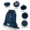 thumbnail image 4 of YYAo Drawstring Backpack, Drawstring Tote Bag pack Sack,Drawstring Backpack String Bag Foldable Sports Sack with Zipper Pocket-Dark Blue, 4 of 8