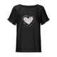 thumbnail image 4 of Blusa de manga corta con estampado regular de flecos y cuello redondo de algodón y cáñamo para mujer OAVQHLG3B Store  lin121212, 4 of 5