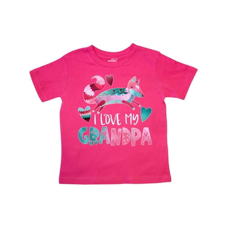 

Inktastic I Love My Grandpa Pink and Blue Fox with Hearts Gift Toddler Boy or Toddler Girl T-Shirt