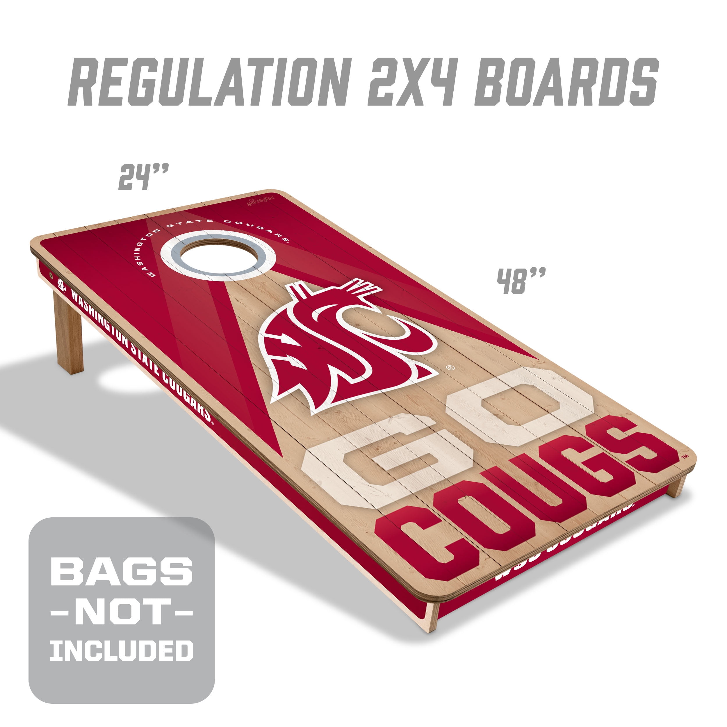 YouTheFan NCAA WA St Cougars 2X4 Slogan Series Cornhole NO BAGS