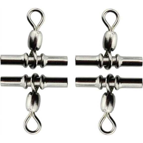 Cross Line Fishing Swivels 20Pcs 3 Way T Shape Fishing Swivel Sleeves Crimp Swivel Fishing Tackle Connector Size: 2/0 #3 (1#)