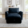 thumbnail image 2 of 51'' Oversize Corduroy Chaise Lounge Single Sofa,1-Seater Deep Seat Reclining Sleeper Chair with Storage Space Footstool Ottoman for Living Room, Blue, 2 of 9