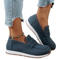 thumbnail image 4 of HTHLVMD Woman's Loafer Casual Sneakers, Woman's Chunky-Soled Low-Top Penny Loafers Slip-On Slip-Resistant Lightweight Wedge Walking Shoes for Casual, Business, and Work, Blue 6.5, 4 of 6