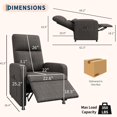 thumbnail image 2 of Power Recliner Chair, Adjustable Electric Recliner Ergonomic Overstuffed Single Sofa, Tall Back, Padded Seat, 2 Side Pockets and USB Port, Home Theater Seating for Living Room, 2 of 8