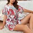 thumbnail image 4 of Wukai Christmas Print Women's Pajama Set - Short-Sleeve Top and Shorts with Elastic Waistband and Pockets for Loungewear, Yoga, and Casual Wear-4X-Large, 4 of 6