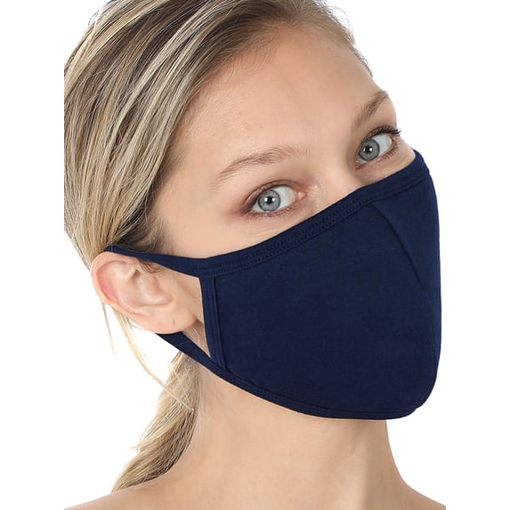Fashion Washable Soft Cotton Adults Unisex One Size Face Covering Mask - Navy (Single)