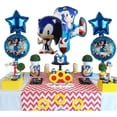 thumbnail image 4 of Sonic Blue Foil Balloon Set – 6 Pieces with Stars and Character Designs, 4 of 7