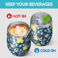 thumbnail image 4 of Floral 12oz Stainless Steel Insulated Wine Tumbler with Lid and Straw – Double Wall Vacuum Mug for Hot & Cold Drinks, 304 Steel Interior, Sweat-Free Design,Thanksgiving,Christmas, Spring,Flower, 4 of 5