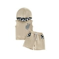 thumbnail image 1 of Gupgi 2PCS Baby Boy Summer Clothes Sleeveless Plaid Hooded Tank Tops+Shorts Set, 1 of 9