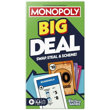 Monopoly Big Deal Card Game, Oversized Giant Large Family Card Games, Ages 8+