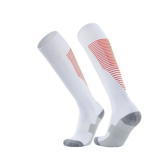 NAMZI Football Socks, Adult Knee Length Non Slip Football Socks, Long Tube Striped Sports Socks Football Socks for Both Men and Women(White A)