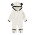 thumbnail image 3 of Quealent Winter Newborn Baby Boy Girl Solid Romper Unisex Infants Hooded Outfit Clothes Cotton Button Jumpsuits White,12-18 Months, 3 of 4
