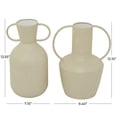 thumbnail image 3 of DecMode 7", 9"W Beige Metal Vase with Handles, Set of 2, 3 of 8