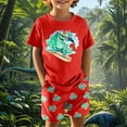 thumbnail image 2 of WhouRiu Boys Casual Outfits Short Sleeve Dinosaur Graphic Tees And Shorts Sets Kids Summer Clothes, 2 of 5