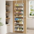 thumbnail image 2 of Over the Door Pantry Organizer 8-Tier, Large Metal Door Spice Rack with Adjustable Basket, 2 in 1 Wall Mount or Hanging Heavy-Duty Pantry Door Storage Shelf for Kitchen and Bathroom, White, 2 of 7