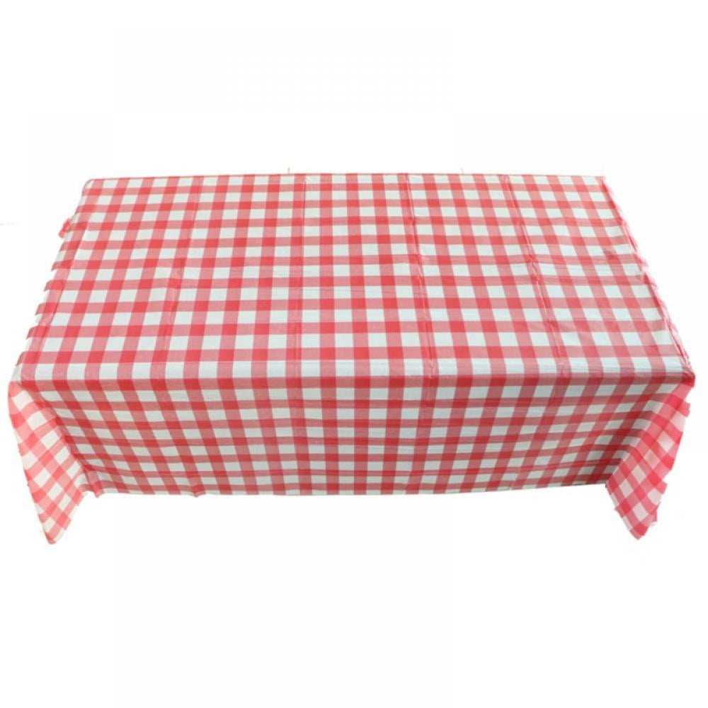 Red Gingham Plastic Disposable Wipe  Check Tablecloth Party Out Picnic Y qn 