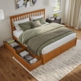 thumbnail image 4 of Mission King Wood Platform Bed with Footboard & Storage Drawers in Light Toffee, 4 of 29