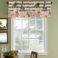 thumbnail image 4 of 2 Pack Valances for Windows, Spring Bees Daisy Window Valances for Living Room/Bedroom/Bathroom, Rustic Tulips Dots Brown Striped Burlap Light Filtering Kitchen Curtain Valance 60"W x18" L, 4 of 9