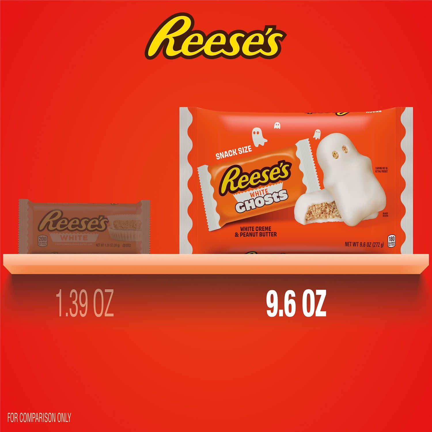 Reese's White Creme Snack Size Peanut Butter Ghosts Halloween Candy, Bag 9.6 oz