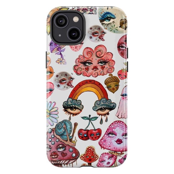 Surreal Eyes and Faces Phone Case, Trippy Whimsical Collage iPhone Cover, Unique Artistic Protective Case for iPhone 17 16 15 14 13 12 11 Plus Pro Max Mini