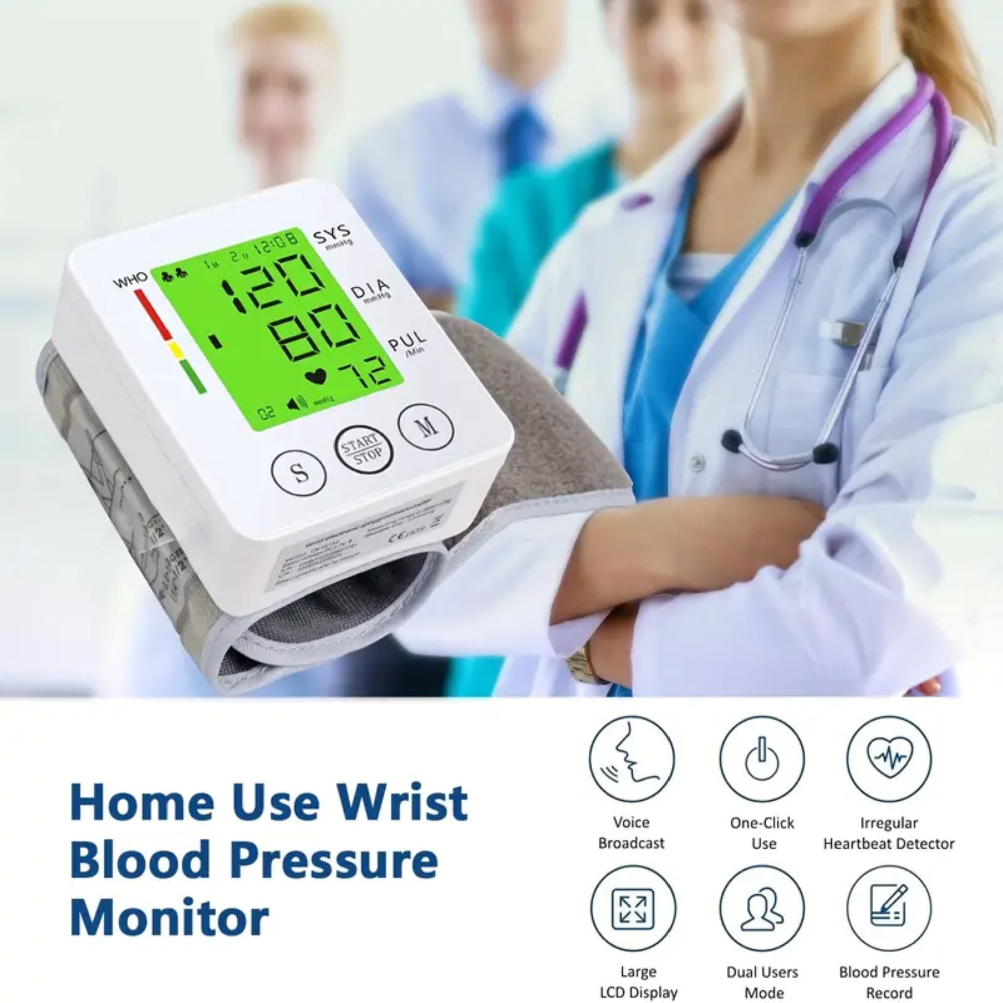 SUWU Blood Pressure Monitor Automatic Bp Monitors for Home Use – Large Screen, Adjustable Blood Pressure Cuff (8.7"-16.5"), 2x90 Memory, Dual Power Supply, Easy-to-Use and Travel Bp Machine