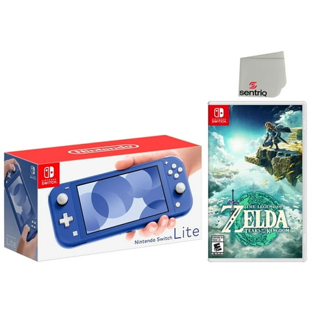 Nintendo Switch Lite 32GB Blue Edition and Legend of Zelda: Tears of the Kingdom Bundle - Japan Import with US Plug with Screen Cleaning Cloth