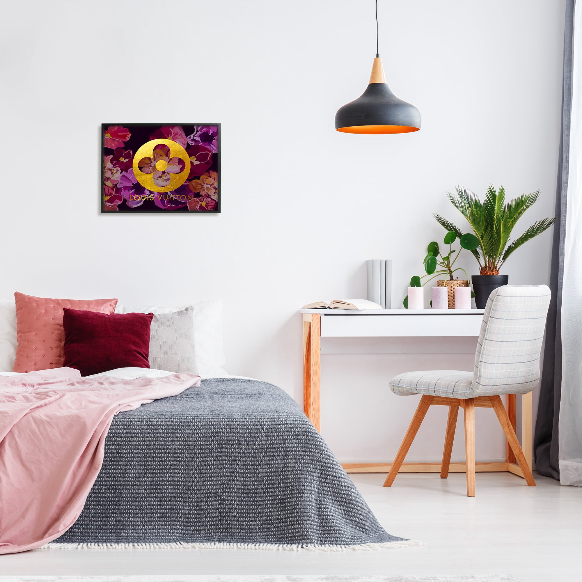 Stupell Industries Fashion Brand Purple Flowers Beauty & Fashion Painting Black Framed Art Print Wall Art, 20 x 16