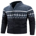 thumbnail image 1 of Cardigan pour Homme à Fermeture Éclair Intégrale, Col Montant, Coupe Ajustée, Chandail Tricoté Décontracté, 1 of 3