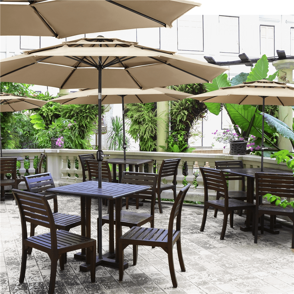 Renwick 10ft Outdoor Vented Table Umbrella with 8 Sturdy Ribs, Tan